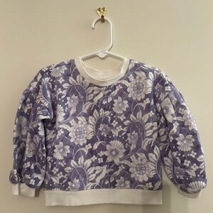 Janie and Jack 3T Purple Floral & Rabbit Print Cotton Blend Pullover Sweater